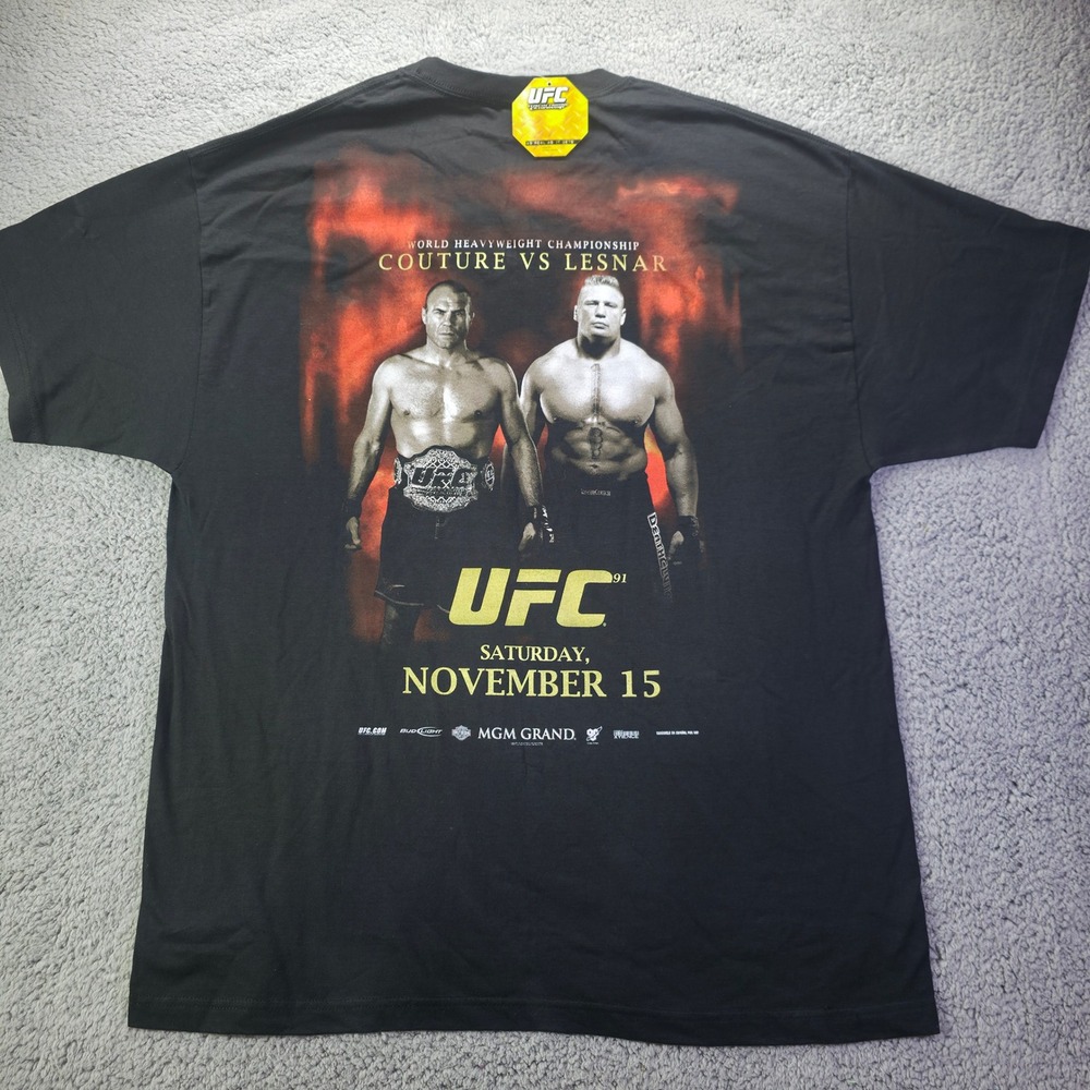 UFC 91 Couture vs Lesnar T-Shirt Mens 2XL Black 2008 MMA Heavyweight Event NWT